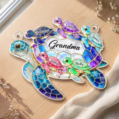 Custom Window Hanging Suncatcher Ornament - Personalized Mother's Day Birthday Gifts For Mom, Grandma - Love Shines Brighter Every Day