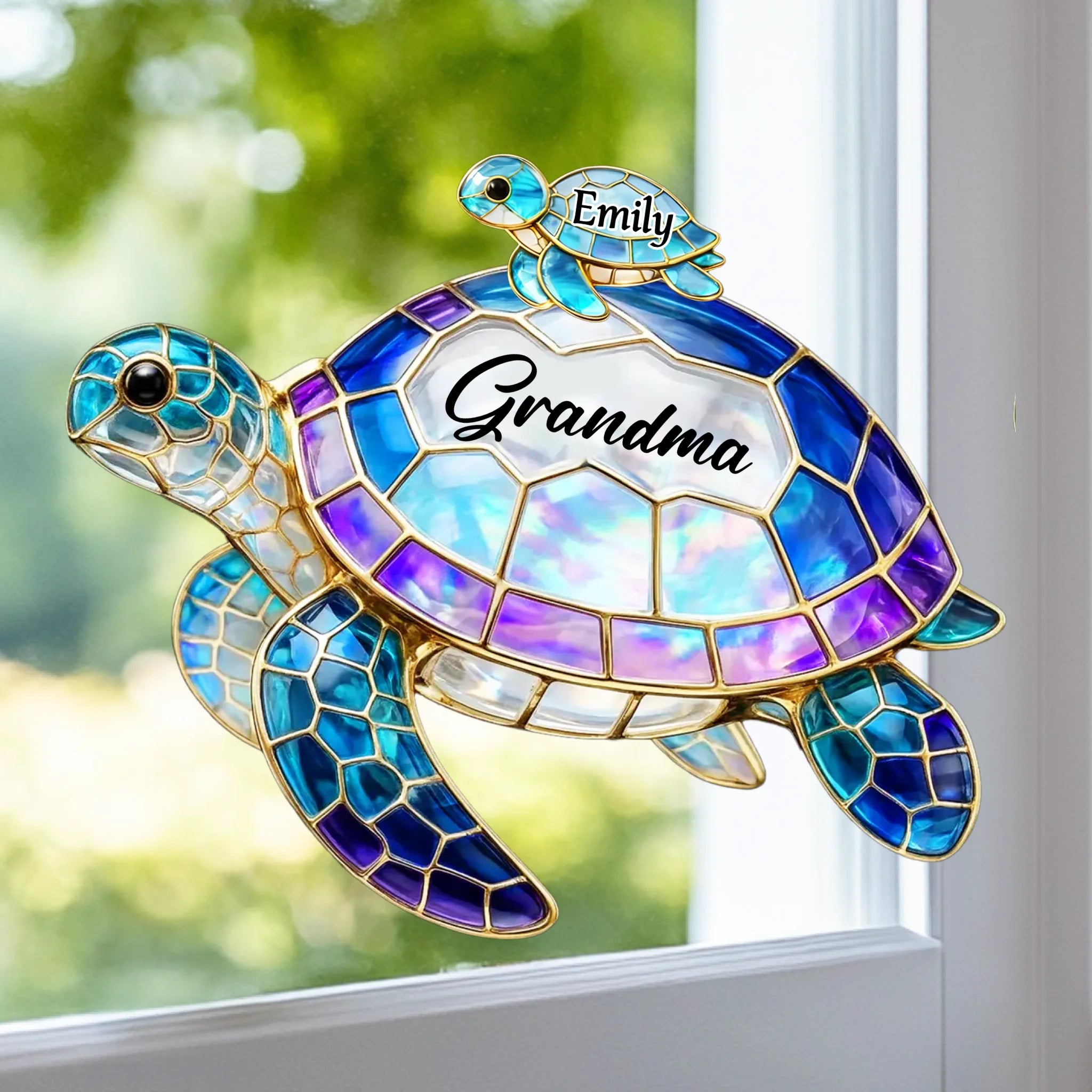 Custom Window Hanging Suncatcher Ornament - Personalized Mother's Day Birthday Gifts For Mom, Grandma - Love Shines Brighter Every Day
