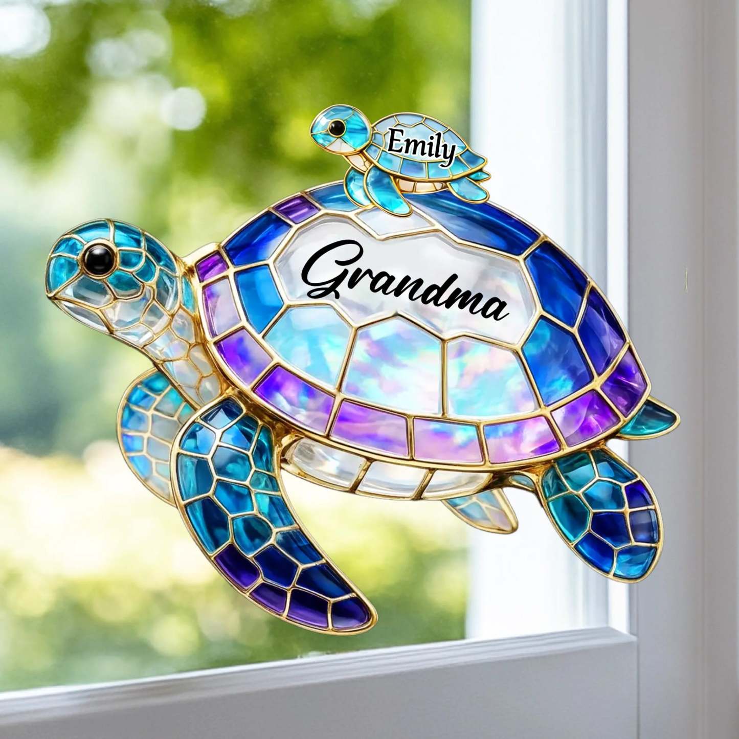 Custom Window Hanging Suncatcher Ornament - Personalized Mother's Day Birthday Gifts For Mom, Grandma - Love Shines Brighter Every Day
