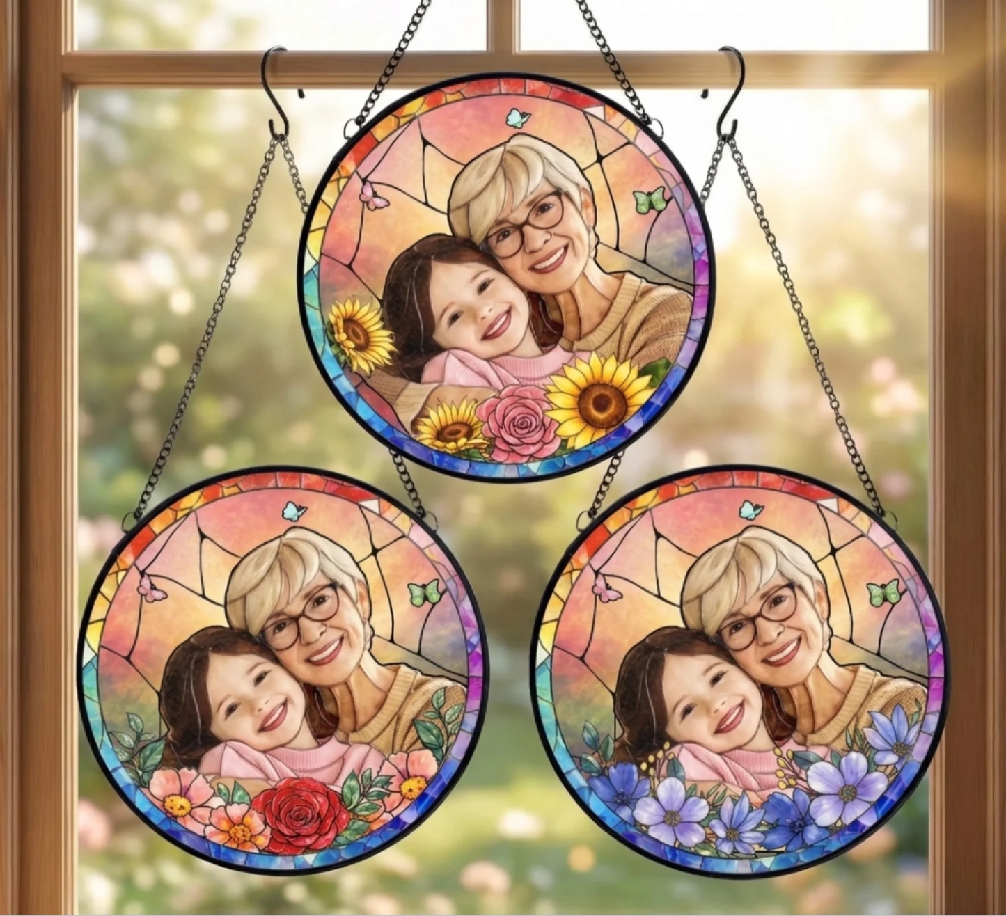 Custom Photo Stained Glass Window Hanging Suncatcher - Personalized Mother's Day Gifts For Mom, Grandma - Mom Is My Superpower