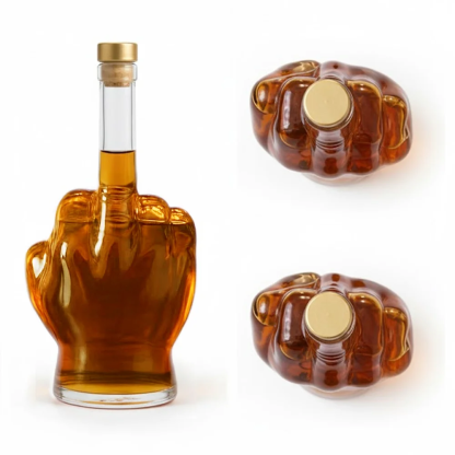 Custom Middle Finger Whiskey Decanter, Personalized Hand-Shaped Glass Bottle, Funny Novelty Gift for Men or Friends, Unique Gag Liquor Bottle