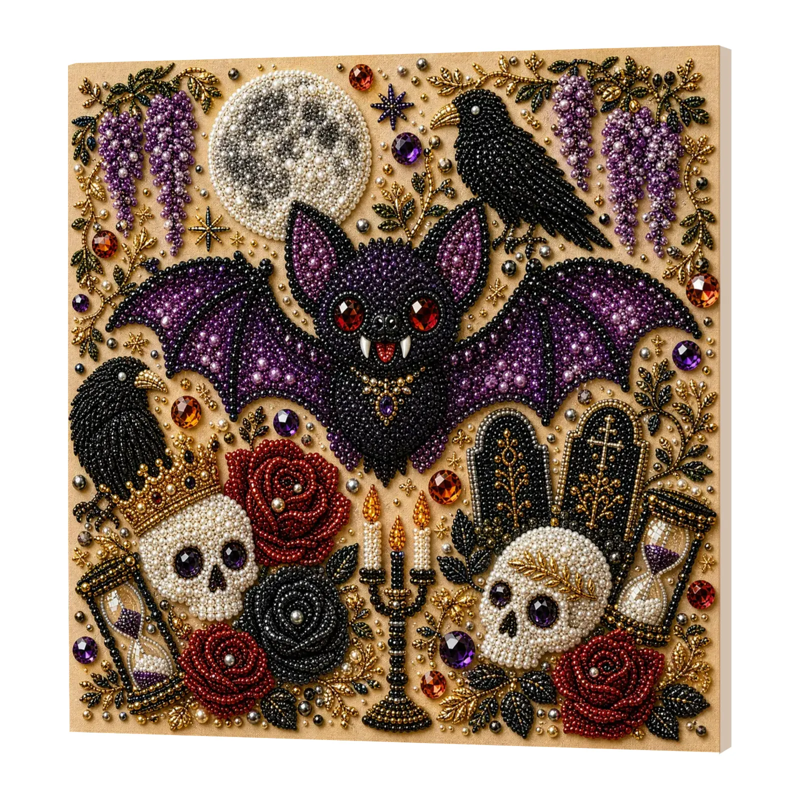 Framed Bat - Pearls Painting Kit DIY Diamond Painting Pearl Dot Crafts 