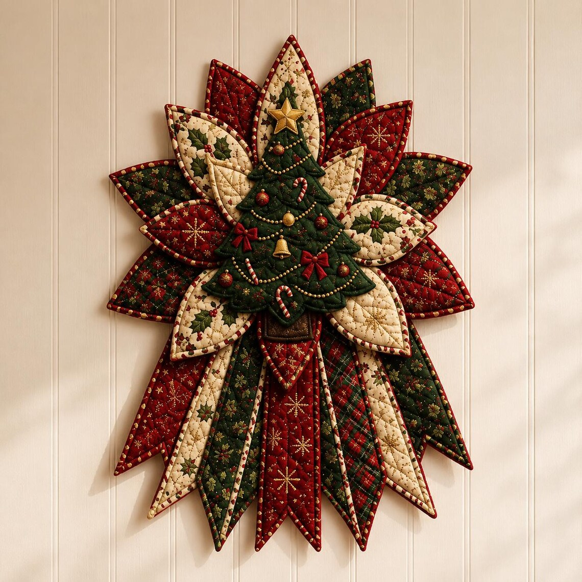 Christmas Quilt Bow DIY Sewing Kit, Handmade Gifts With Tutorials, Home Wall Festive Decorations