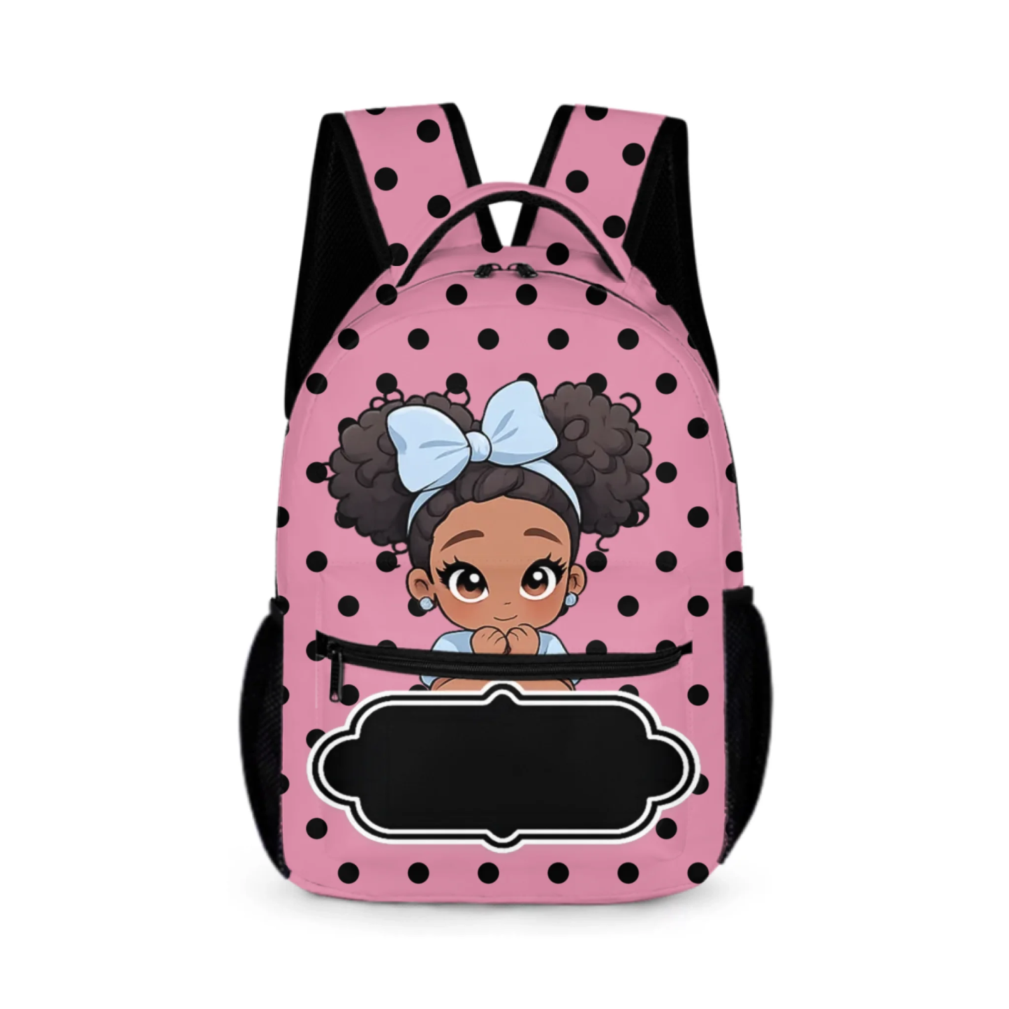 Personalized Cute Cartoon Black Girl Backpack Lunch Bag Pencil Case Set with Name Back-To-School Birthday Gift for Girls
