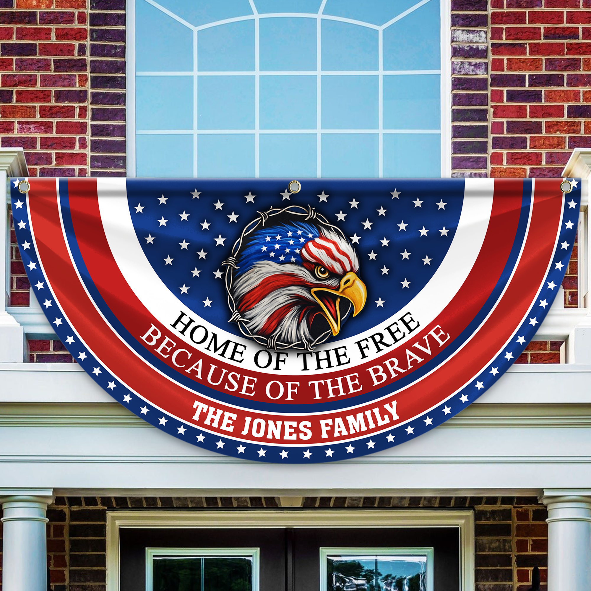 Personalized America 250th Anniversary Bunting Flag Custom Family Name Home Of The Free Because Of The Brave Non-Pleated Fan Flag CH07 910180