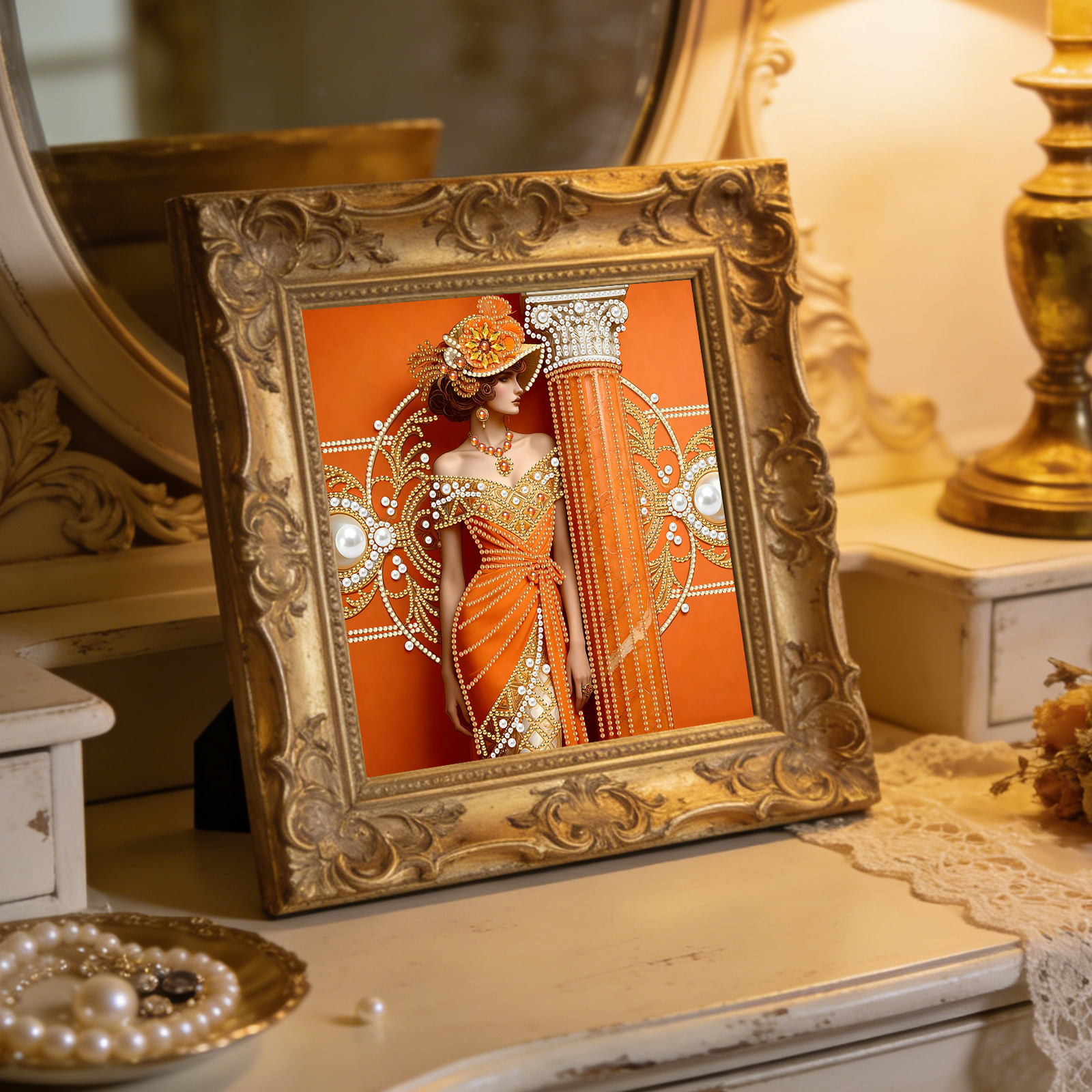 Pearl Elegant Woman-Special Shaped Diamond Painting 