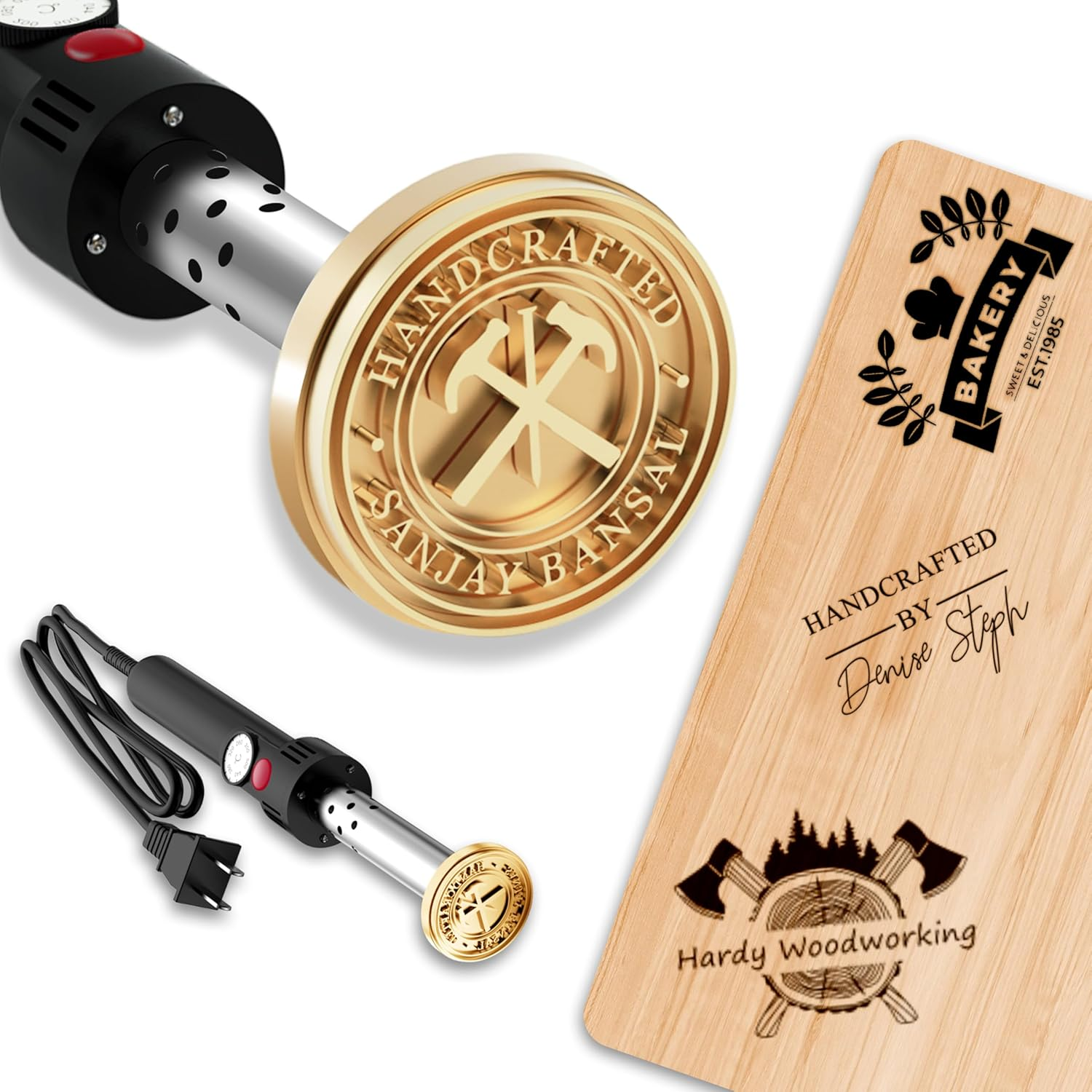 Custom Electric Wood Branding Iron - Personalized Logo Temperature-controlled Wood Burning Stamp, Metal Branding Iron for Leather Food Meat, Letter Branding Irons Gifts for Weddings & Handcraft