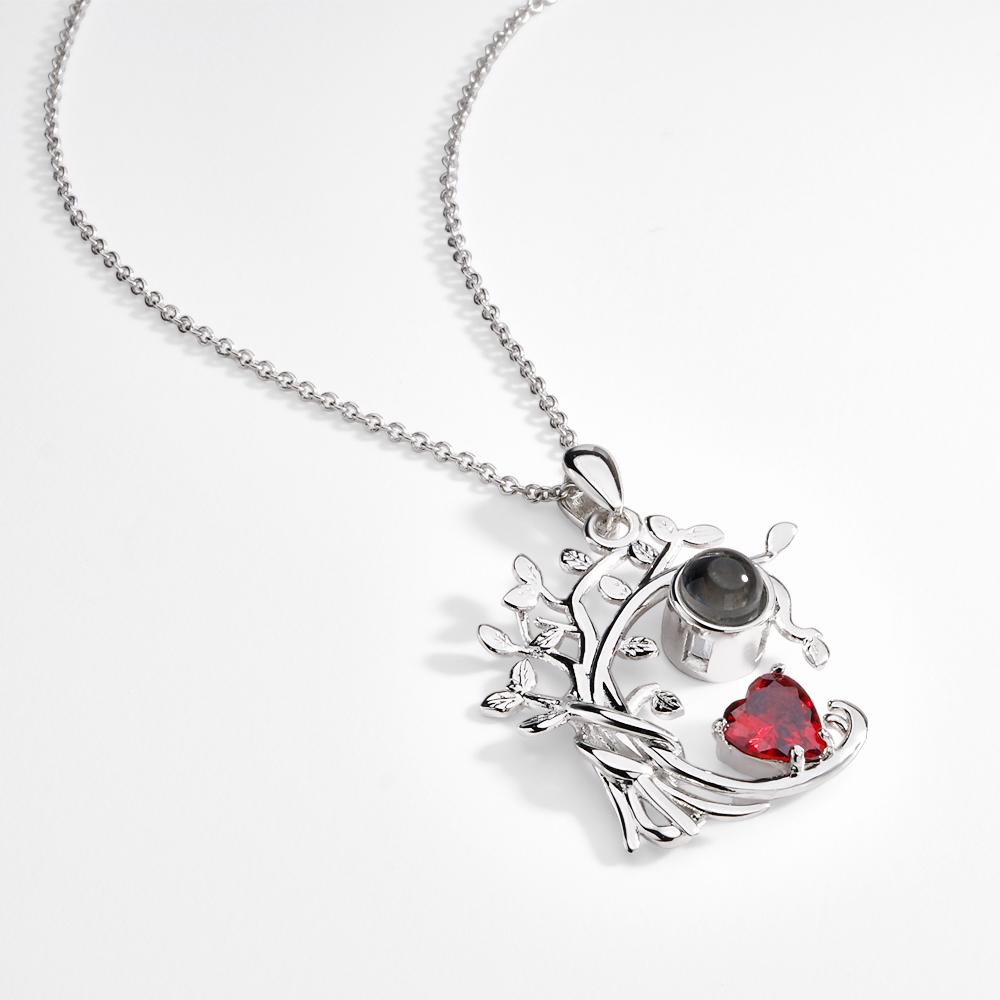 Birthstone Necklace Personalized Photo Projection Necklace I Love You Gifts for Women Wife Mom Anniversary