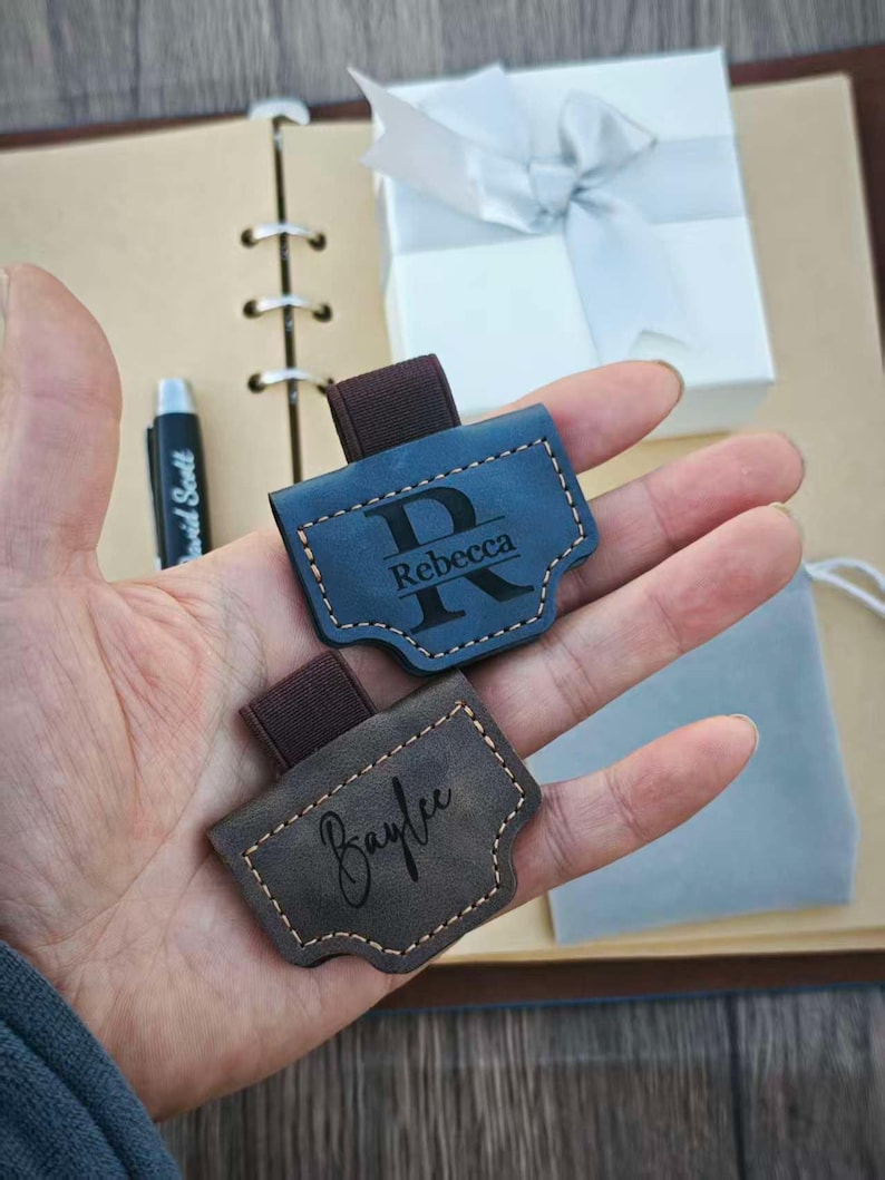 Personalized Leather Magnetic Bookmark with Box, Book Lover Gift, Handmade Reading Accessories