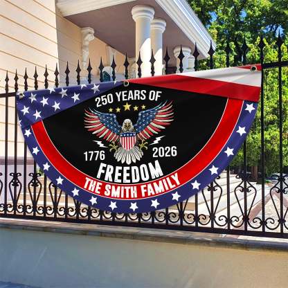 Personalized America 250th Anniversary Bunting Flag USA 250 Years Of Freedom Custom Family Name Non-Pleated Fan Flag CH07 910238
