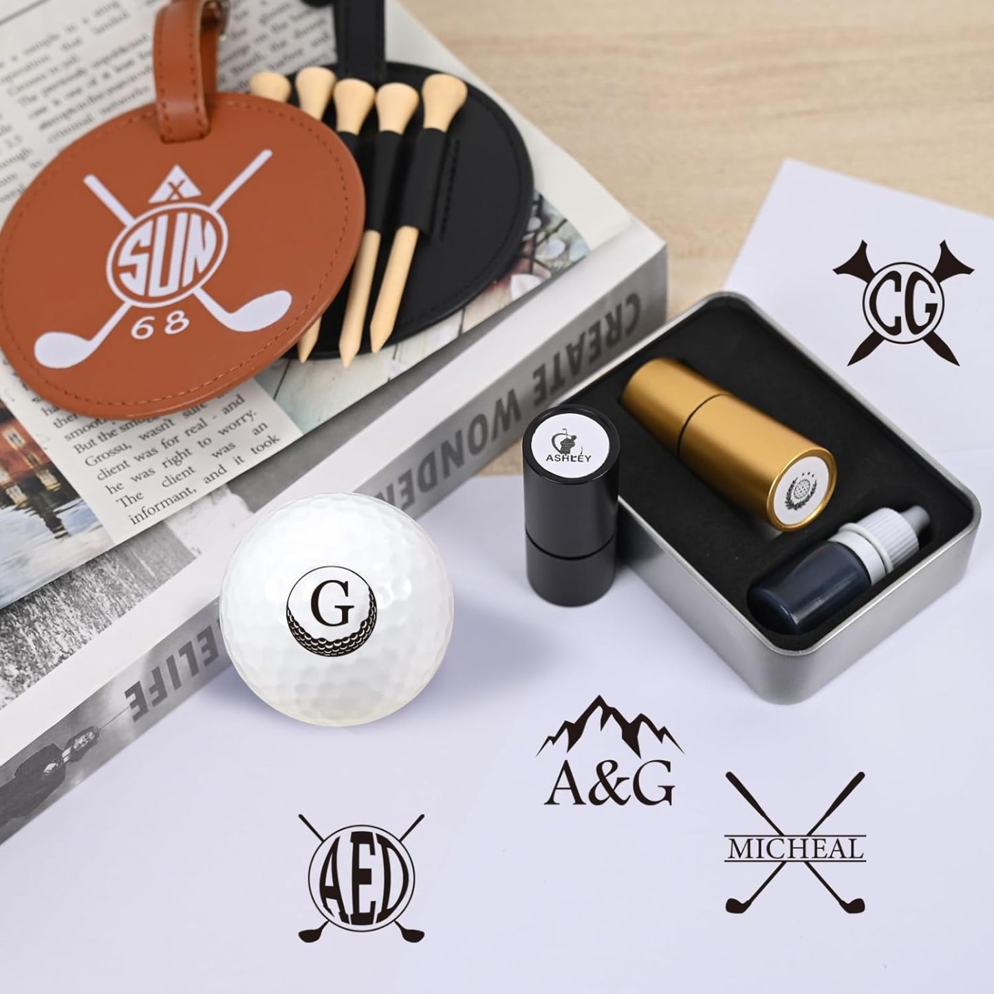 Custom Golf Ball Stamp/Monogram Golf Ball Stamp, Personalized Ball Stamp, Golf Accessories/Ink Ball Stamp,Gift for Golfer/Golfer Sport Gift