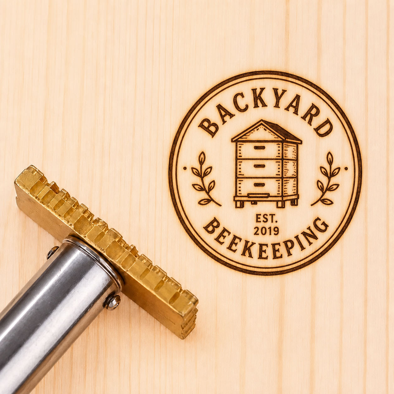 Personalized Beehive Branding Iron for Wood Crafts – Custom Honeycomb Logo Stamp for Beekeepers