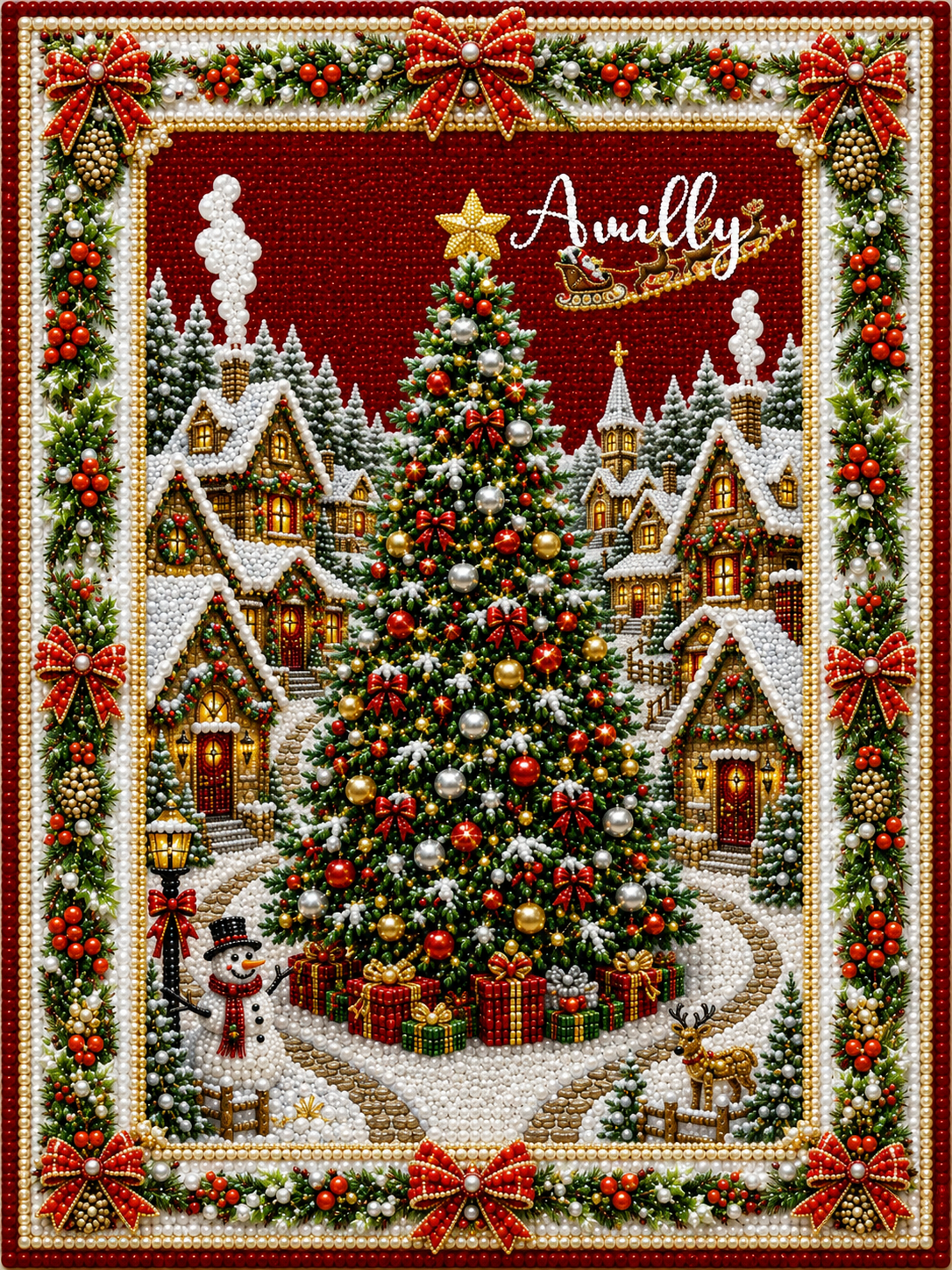 Personalized 3D Pearl Art DIY Kit – Custom Name Holiday Canvas Wall Decor
