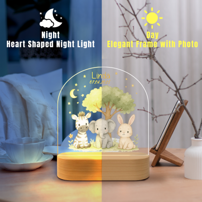Custom Animal Night Light – Bunny, Elephant & Zebra for Nursery