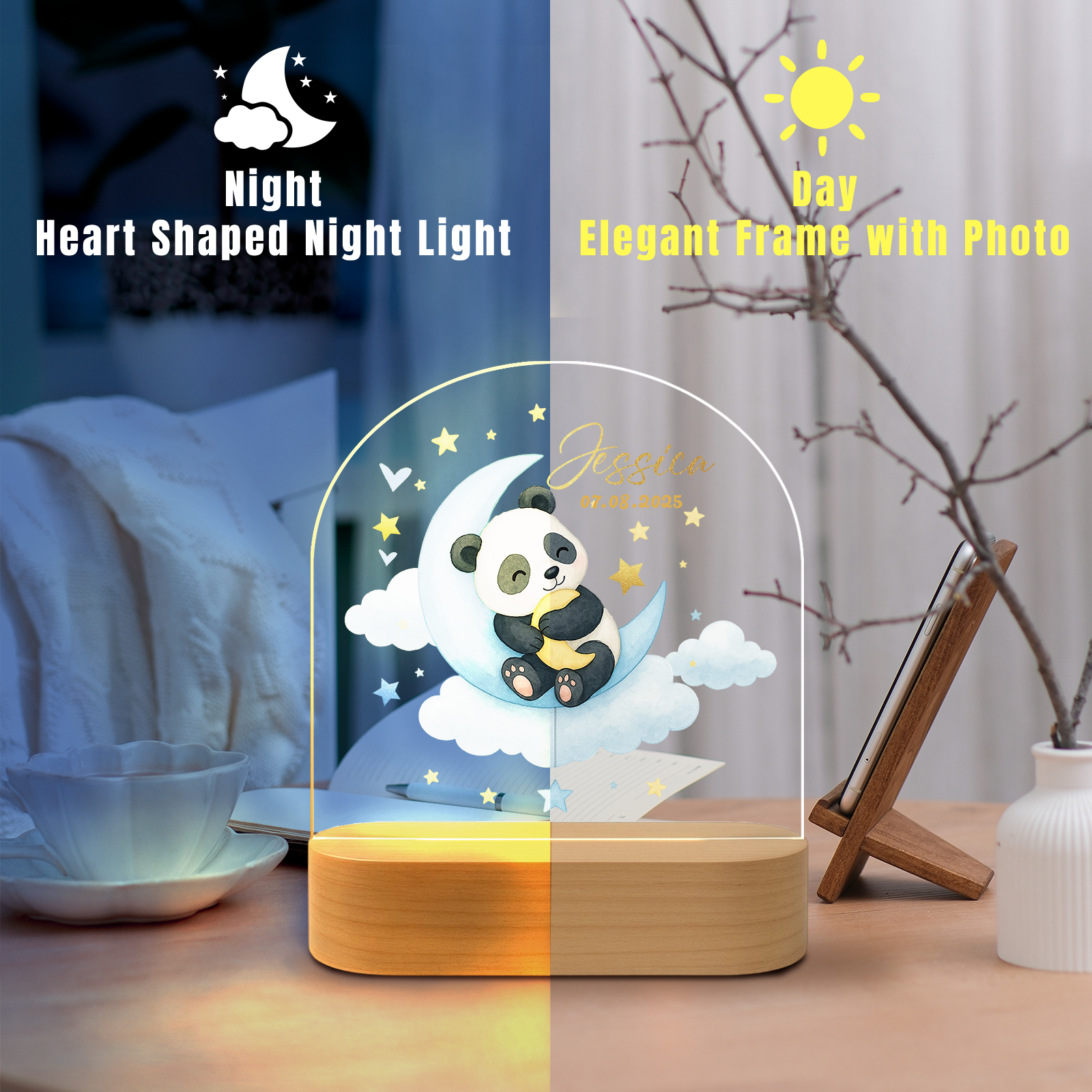 Custom Panda LED Night Light – Soft Blue Glow for Kids Room