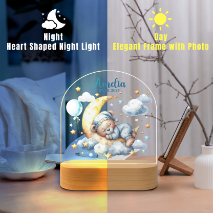 Custom Blue Bear Name Night Light – Boys Nursery Decor Lamp