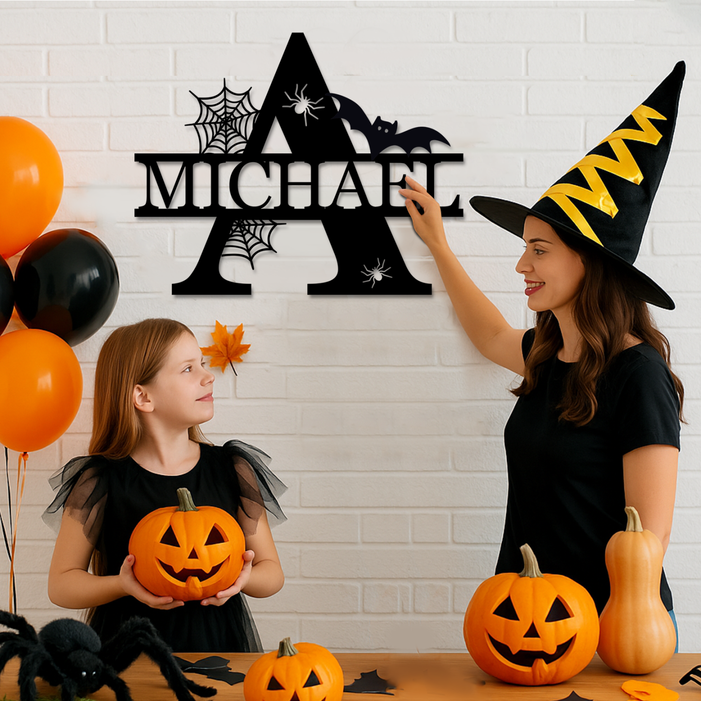 Custom Halloween Split Monogram Personalized Halloween Alphabet Letters Halloween Family Name Sign Spooky Last Name Letter Monogram Custom Metal Fall Autumn Home Decor