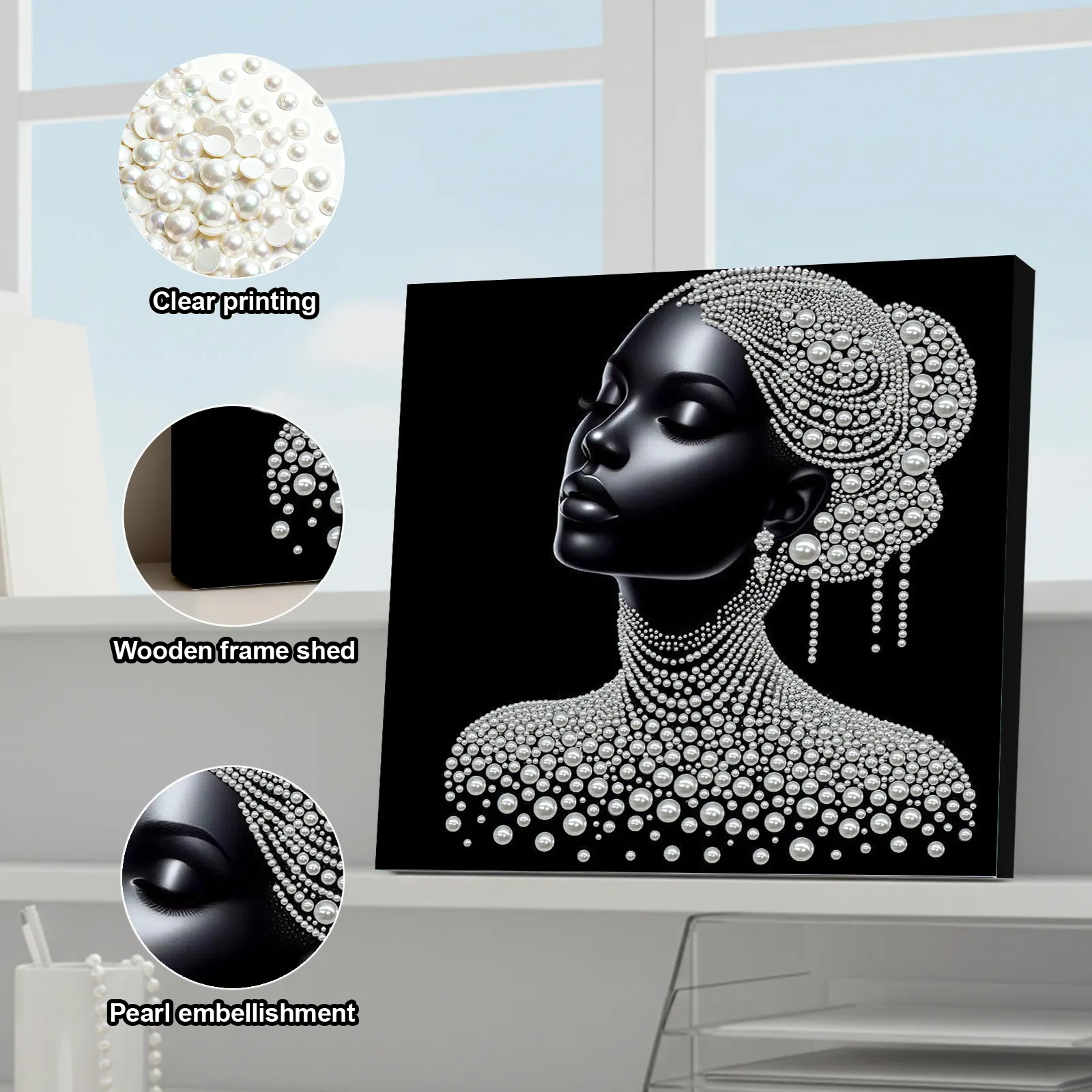 Framed Gracelady - Pearls Painting Kit for Creativity DIY Pearl Dot Crafts for Gift Home Wall Decor 