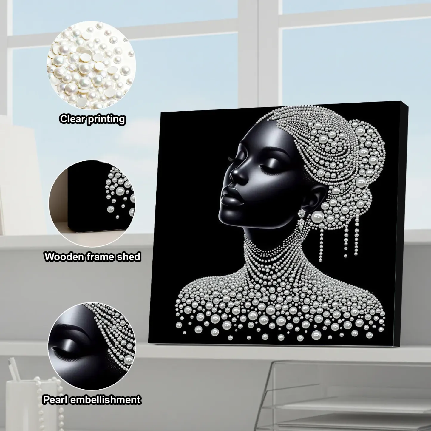 Framed Gracelady - Pearls Painting Kit for Creativity DIY Pearl Dot Crafts for Gift Home Wall Decor 