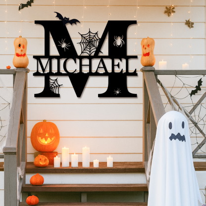 Personalized Halloween Split Monogram Custom Halloween Alphabet Letters Halloween Family Name Sign Spooky Last Name Letter Monogram Custom Metal Fall Autumn Home Decor