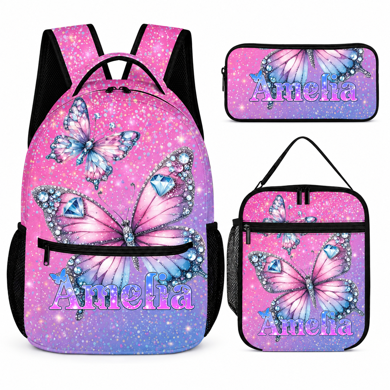 Blingbling Butterfly Customized Backpacks - Start of School Gift for Kids