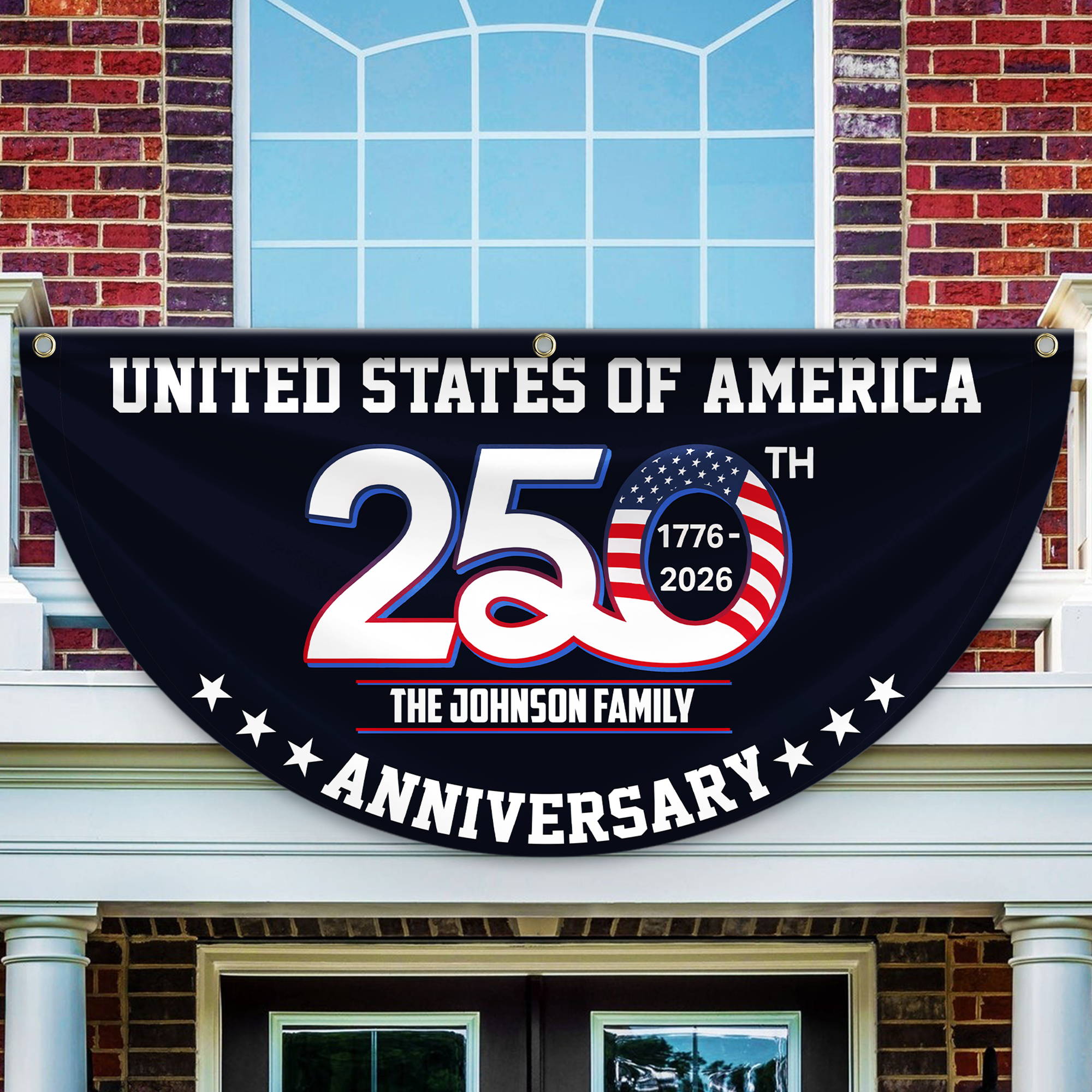 Personalized America 250th Anniversary Bunting Flag Patriotic 250th Anniversary 1776 2026 United States of America Non-Pleated Fan Flag