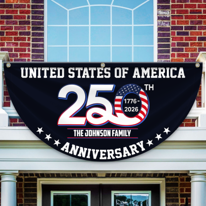 Personalized America 250th Anniversary Bunting Flag Patriotic 250th Anniversary 1776 2026 United States of America Non-Pleated Fan Flag