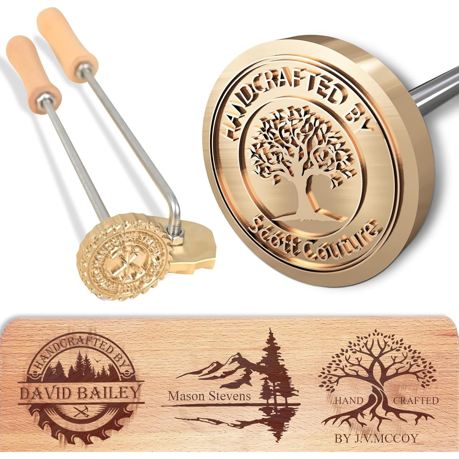 Custom Branding Iron for Wood, Flame Heated Metal Stamp with Customized Logo Design, Wedding Party Wood Worker Bread Making Gifts