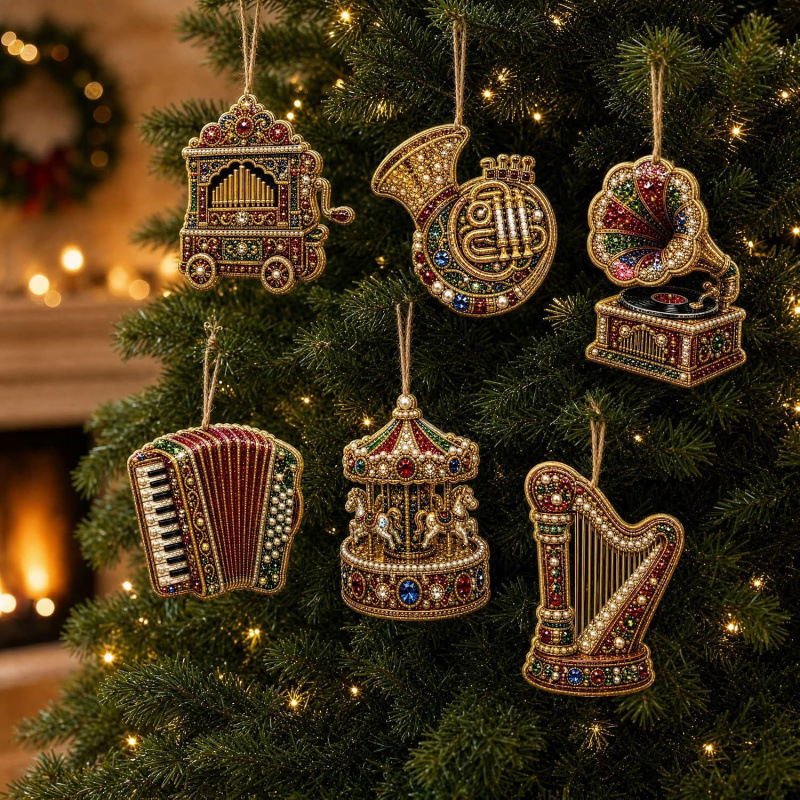 6pcs Winter Wear Pendant - Acrylic Christmas Tree Ornaments DIY Decor Kit Pearl Art Diamond Painting Pendant - Acrylic Christmas Tree Ornaments DIY Decor Kit