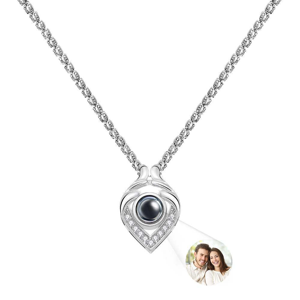 Custom Photo Projection Necklace Heart Tennis Chain Creative Gift