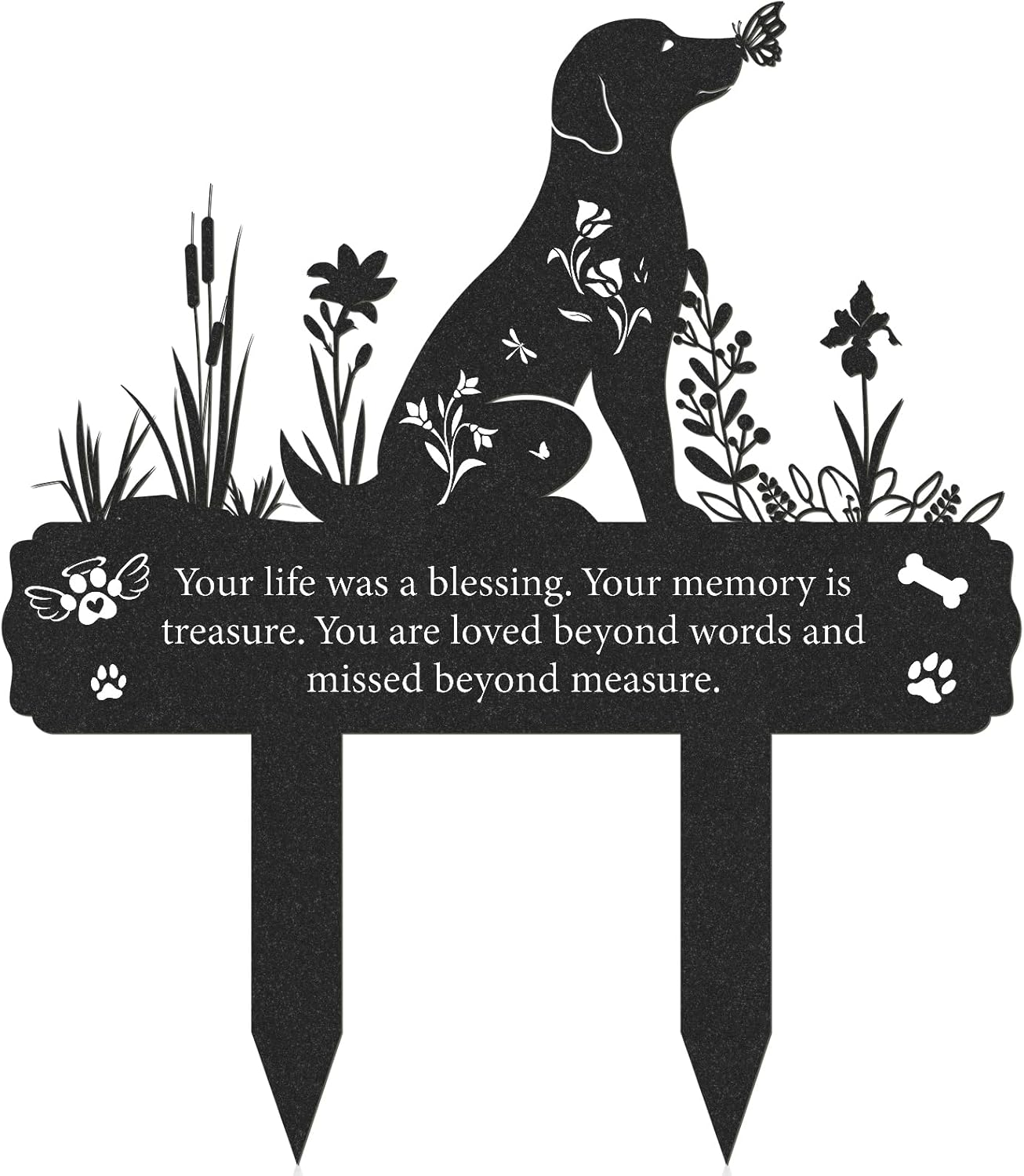 Metal Pet Grave Markers Dog, Dog Memorial Grave Markers Outdoor, Garden Plaque Decorations for Cemetery Pets