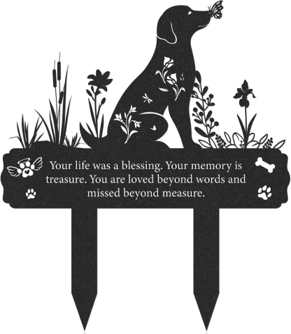 Metal Pet Grave Markers Dog, Dog Memorial Grave Markers Outdoor, Garden Plaque Decorations for Cemetery Pets