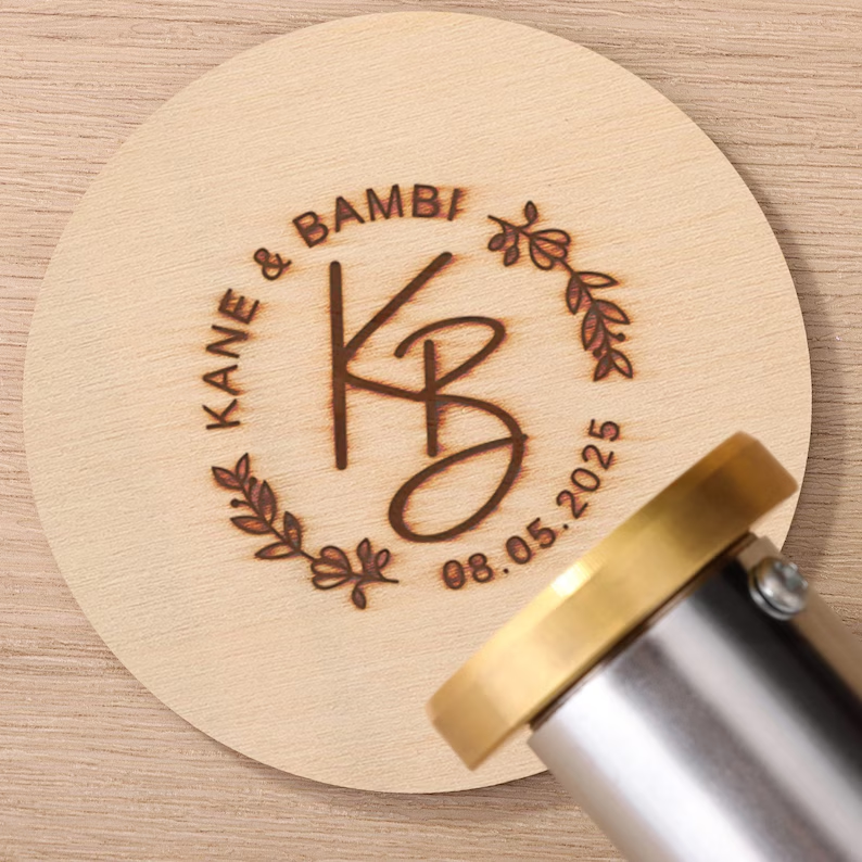 Wreath Wedding Branding Iron Custom for Wood Signs, Personalized Bride and Groom Gift for Rustic Weddings