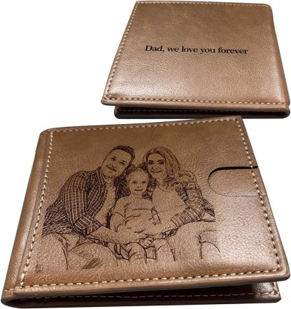 Custom Wallet for Men, Personalized Engraved Men's Wallet, Long Leather Men Wallet with Photo Name for Anniversary Birthday Wedding, Personalized Gifts for Him Dad Husband Groomsman Boyfriend