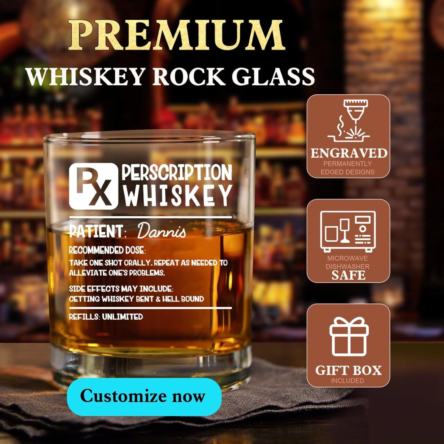 Personalized Bourbon Glass Gifts Scotch Glasses Birthday Congrats Gift Romantic Gifts For Him