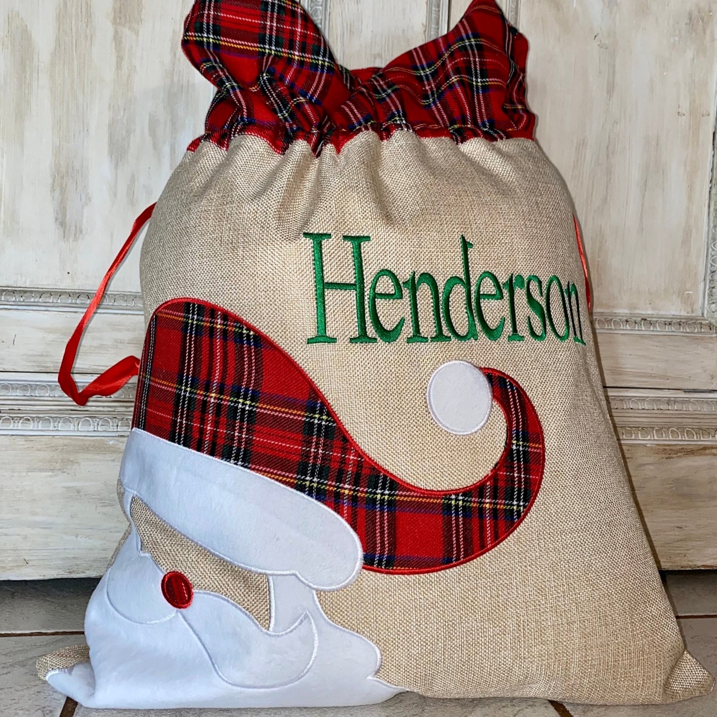 Personalized Embroidered Christmas Gift Bag with Name, Custom Santa Sack 50x70cm for Kids, Adults & Family