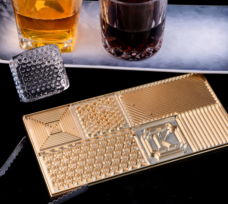 Custom Brass Ice Cube Stamp: Personalized Bar Ice Plate, Branding Tray
