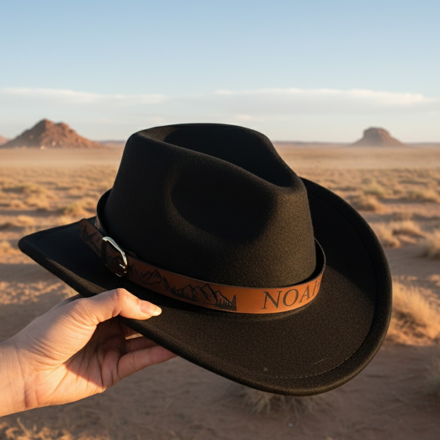 Personalized Cowboy Hat for Toddler Boys Girls, Western Hat for Kids Men Women, Custom Leather Patch Baby Cowgirl Hat