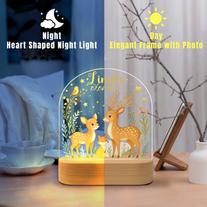 Baby Bear Pink Moon Nightlight, Kids Custom Name Lights,Kids Bedroom Nightlight