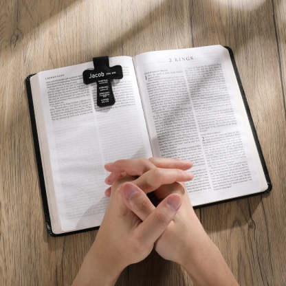 Personalized Inspirational Bible Verses Cross PU Leather Magnetic Bookmark Clip First Communion Baptism Back to School Gift for Christians Bookworms