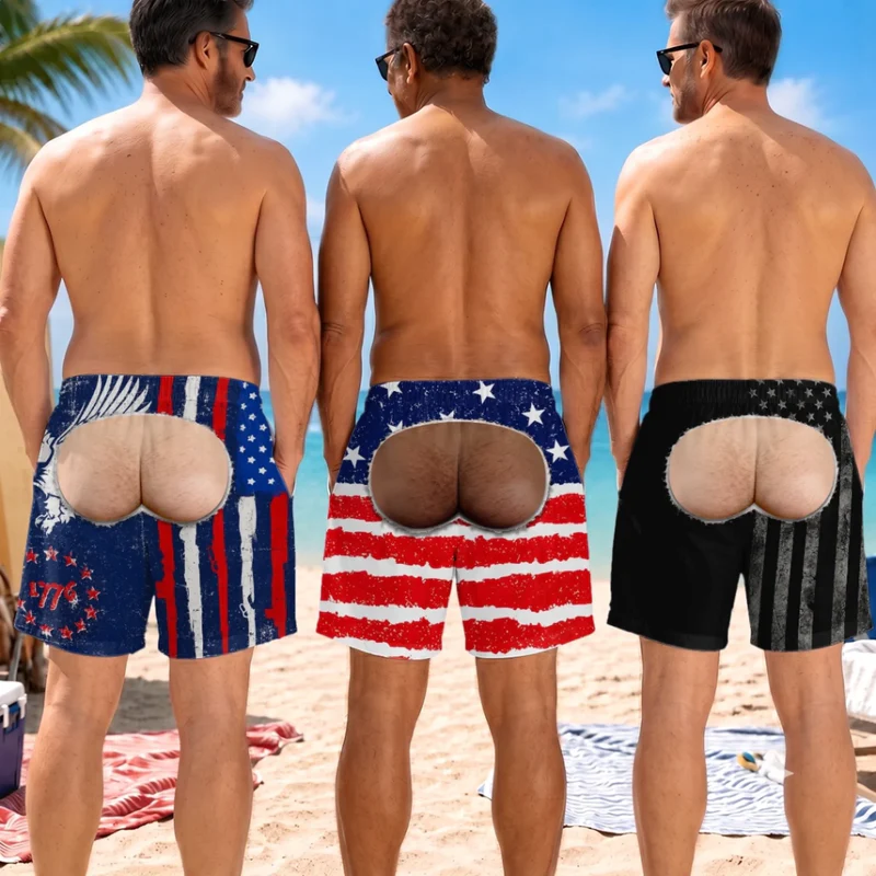 [Copy]Custom Funny Men Swim Trunks - Personalized Birthday Gifts For Husband, Son, Grandson, Brother, Grandpa, Dad, Yourself - Tropical Beach Prank