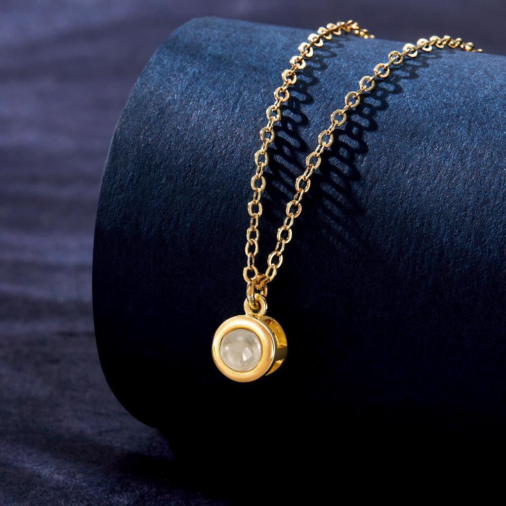 Circle Pendant Personalized Photo Projection Necklace Custom Cute Jewelry Anniversary Gifts