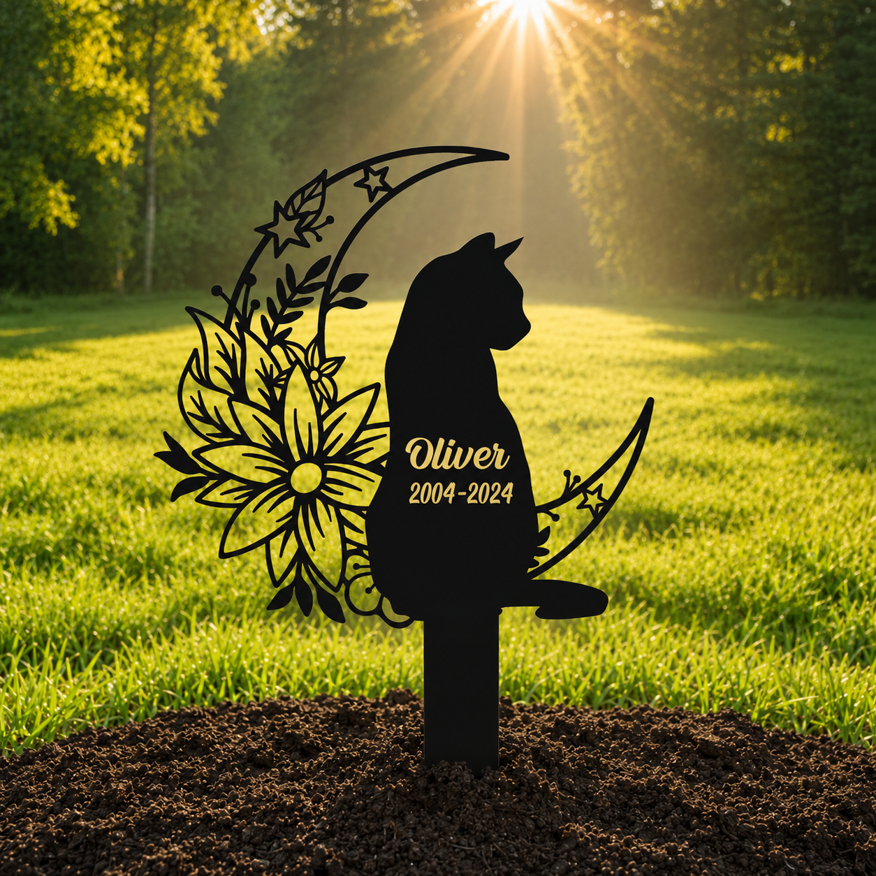Pet Grave Markers Cat, Custom Pet Memorial Headstone with Name & Dates, Personalized Cat Tombstone for Garden or Pet Cemetery – Multiple Sizes & Colors