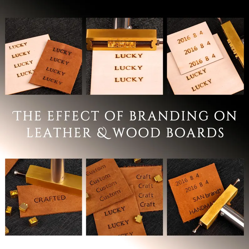 Custom Interchangeable Copper Stamp / Interchangeable Wood Brand Iron Heat Emboss with Letter / Leather stamp sets