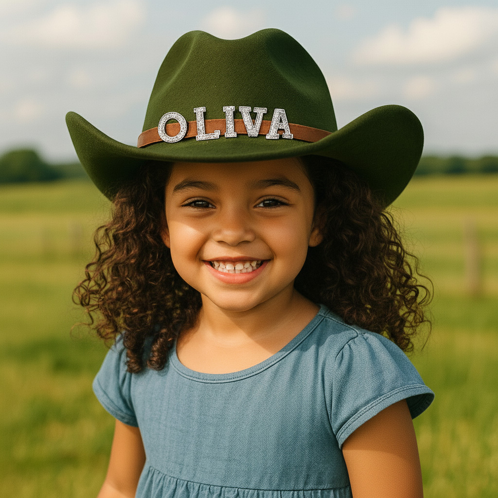 Custom Toddler Cowboy Hat for Kids, Personalized Rhinestone Cowgirl Hat for Girls Boys, Sparkly Cowboy Hat for Women Men