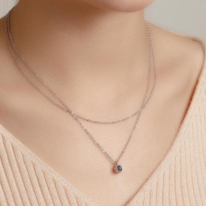 Layered Custom Necklace Personalized Photo Projection Necklace Anniversary Gifts for Her