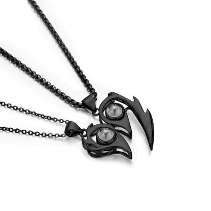 2 Pcs Personalized Picture Inside Projection Necklace Custom Memorial Photo Projected Pendant Jewelry Gift for Couple Men Women for Her