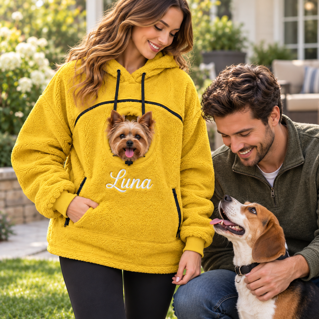 Personalized Pet Carrier Hoodie | Custom Embroidered Name, Cozy Fleece Pouch Sweatshirt for Small Dogs & Cats