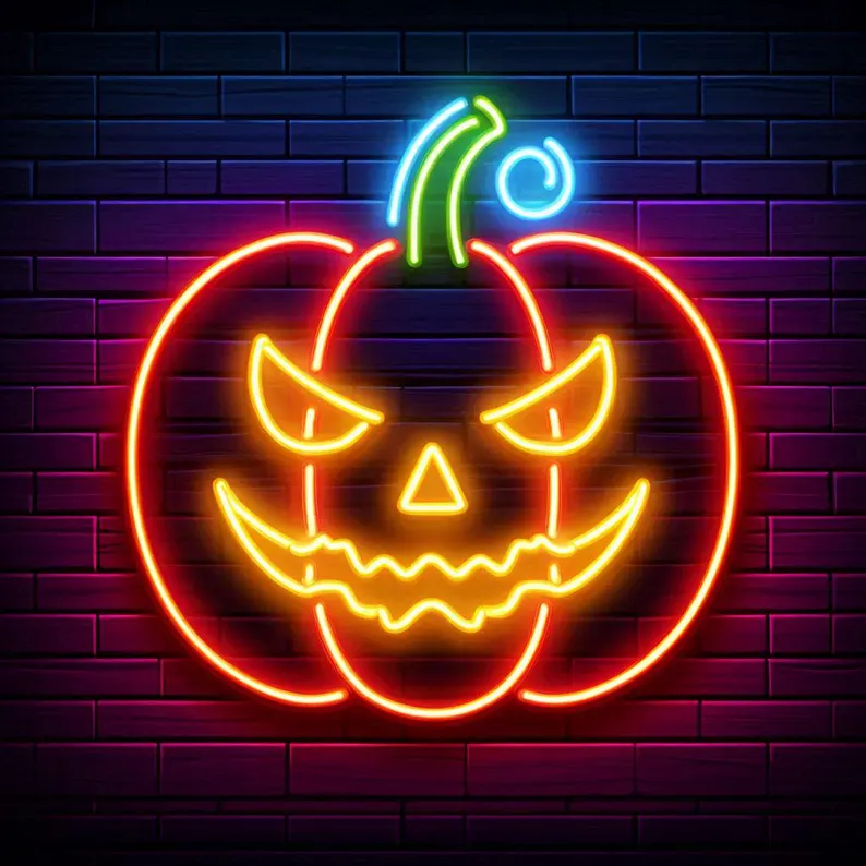 Custom Halloween Neon Wall Sign, Handmade LED Light Up Decor For Holiday & Parties