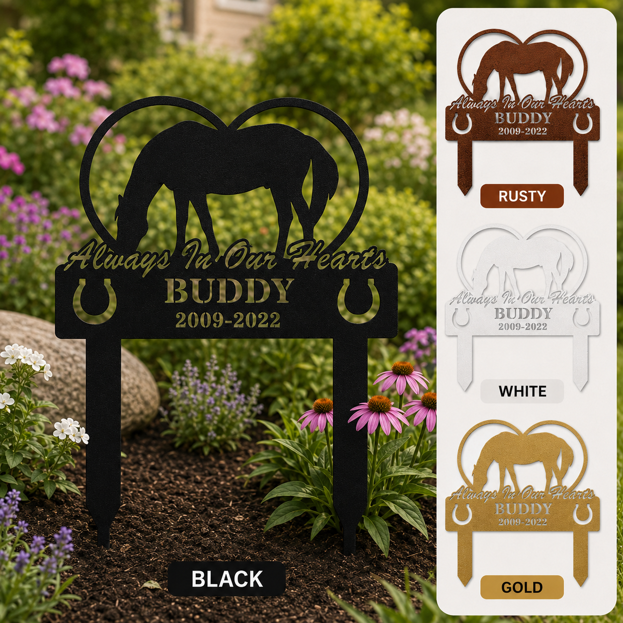 Custom Horse Memorial Stake, Horse Memorial Gift, Pet Memorial, Personalized Stake, Equestrian Remembrance Decor, Garden Stake